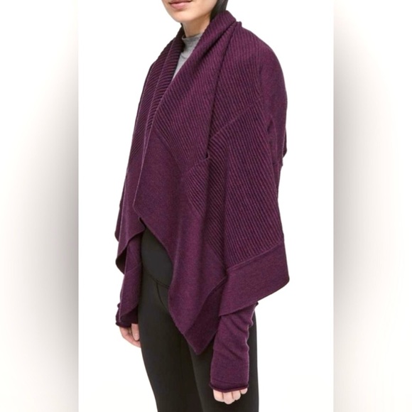 Lululemon Sz 2 Sit In Lotus Wrap II Open Cardigan Purple - Picture 7 of 8
